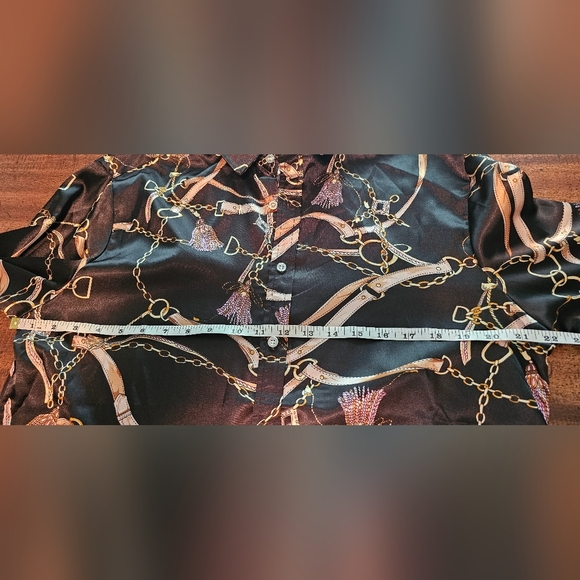 Zeroyaa Men's Luxury Printed Silk Like Satin Button Down Dress Shirt Large NWT - Picture 11 of 12